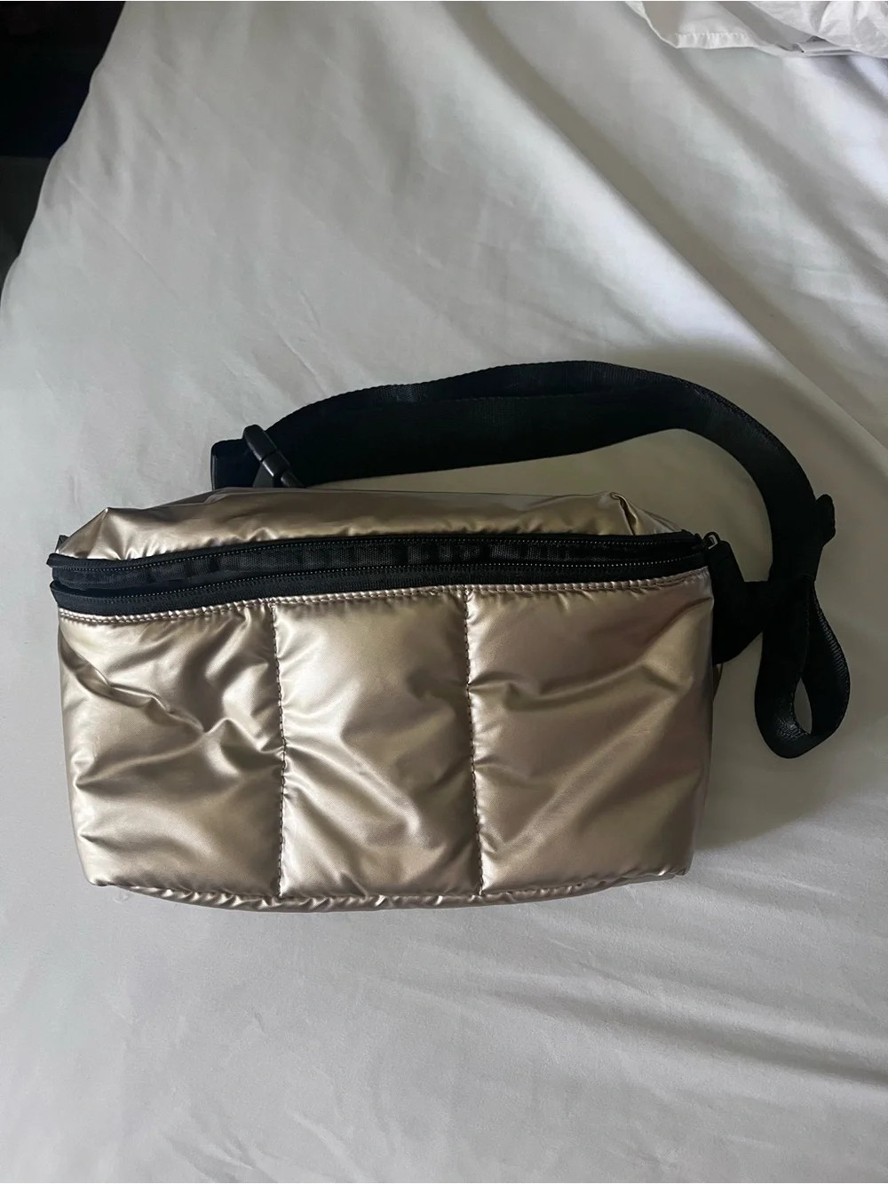 Calpak Luka Belt Bag in Gold with Black Strap